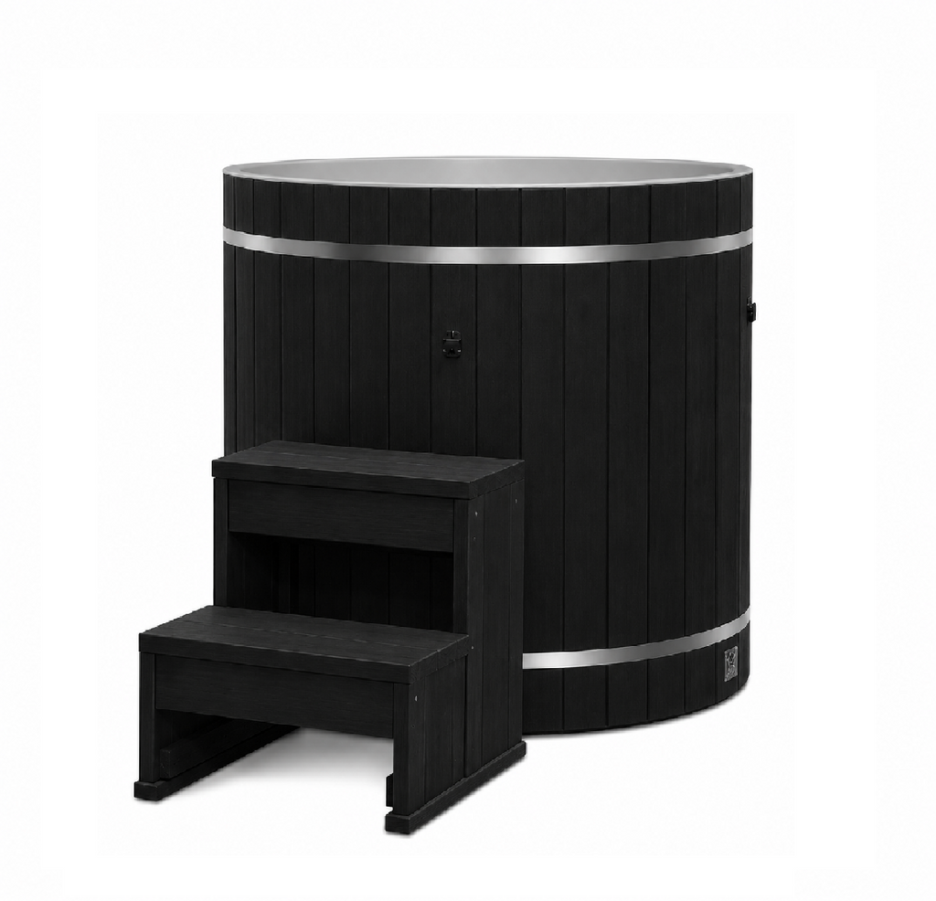 Dynamic Cold Therapy 42-Inch PVC Barrel Cold Plunge — Black, Tub Only — manufacturer image 1 (chiller sold separately)