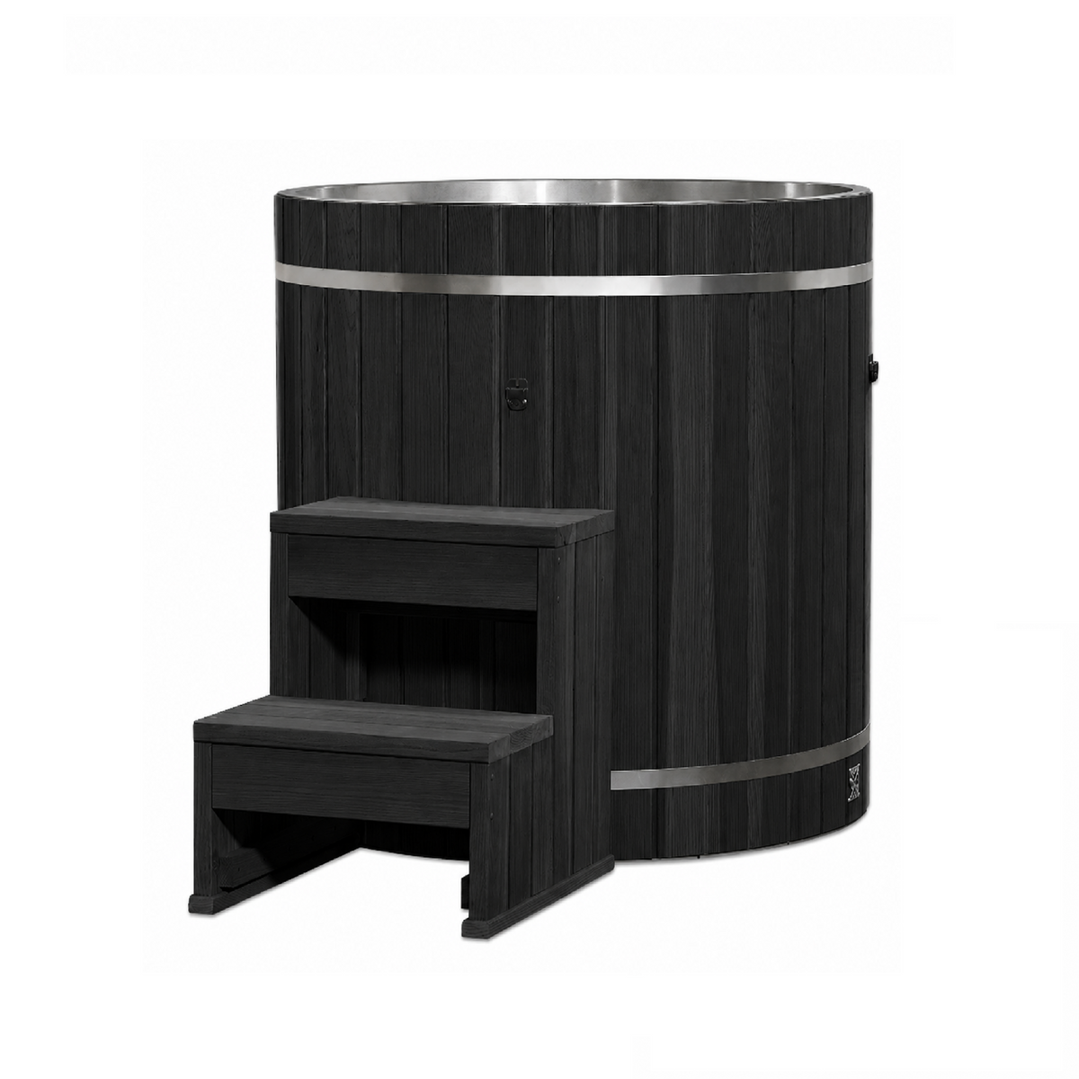 Dynamic Cold Therapy 42-Inch Stainless Steel Barrel Cold Plunge — Black, Tub Only — manufacturer image 1 (chiller sold separately)