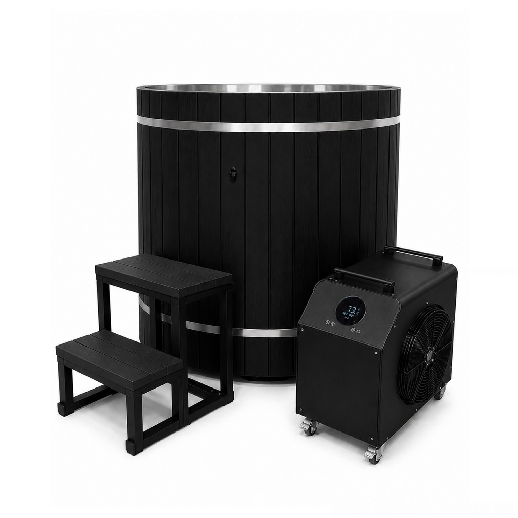 Dynamic Cold Therapy 42-Inch Stainless Steel Barrel Cold Plunge — Black, Tub Only — manufacturer image 4 (chiller sold separately)