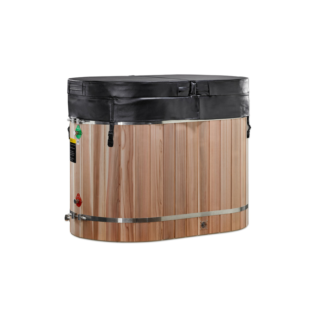 Dynamic Cold Therapy 2-Person Outdoor Cold Plunge Tub – Cedar Ice Bath Barrel with Insulated Cover & Step