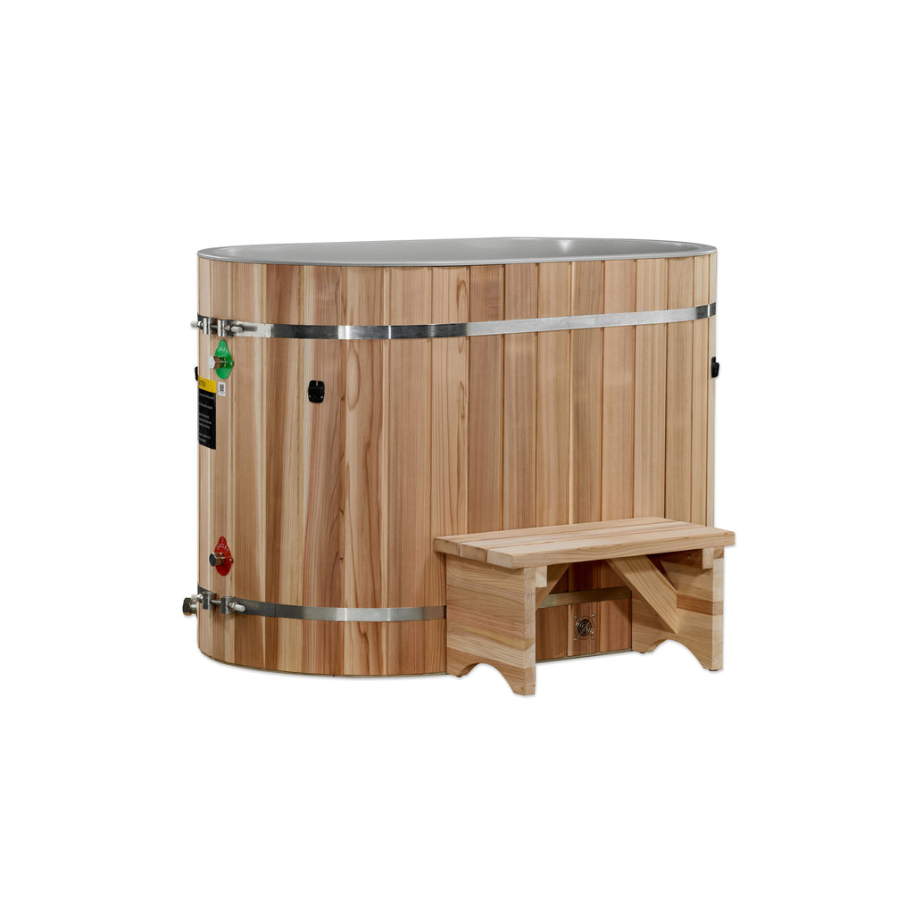 Dynamic Cold Therapy 2-Person Outdoor Cold Plunge Tub – Cedar Ice Bath Barrel with Insulated Cover & Step