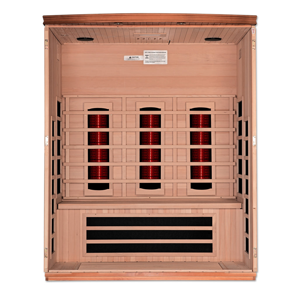 Dynamic Lugano 3-Person Full Spectrum Infrared Sauna – Natural Hemlock