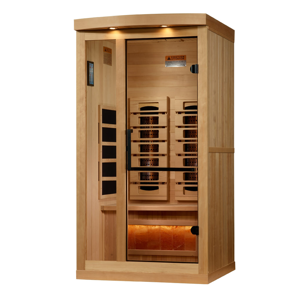 Golden Designs 1–2 Person Full Spectrum Infrared Sauna with Himalayan Salt Bar
