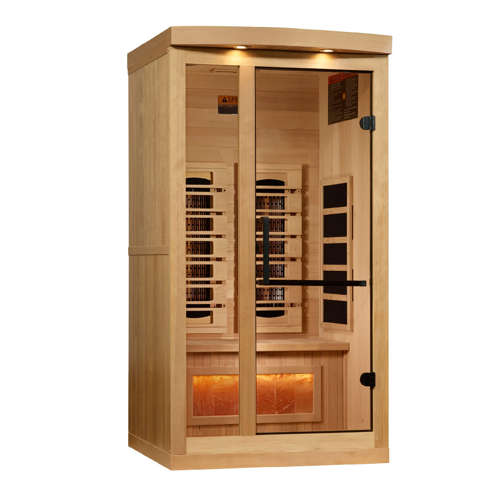 Golden Designs 1–2 Person Full Spectrum Infrared Sauna with Himalayan Salt Bar