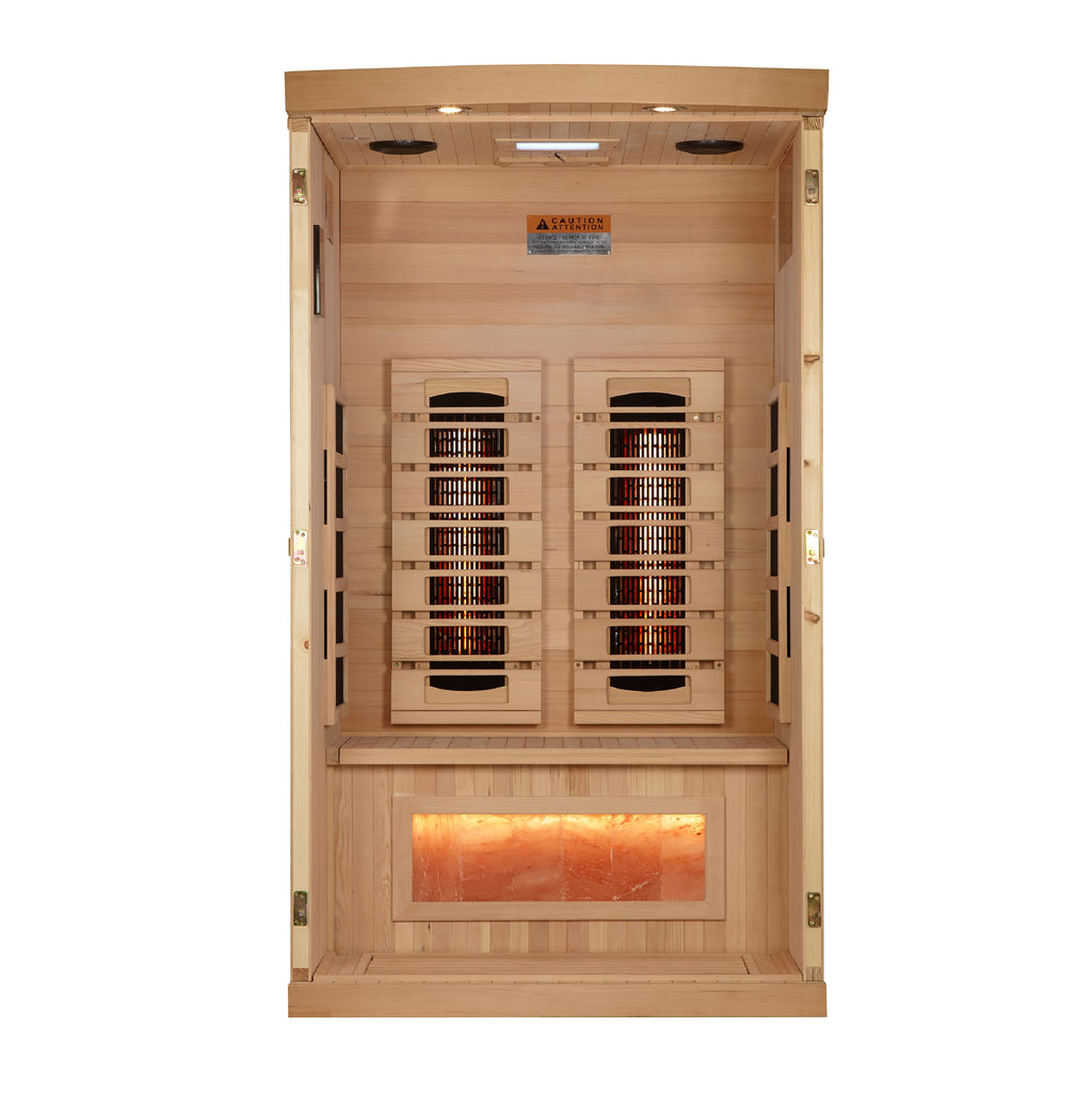 Golden Designs 1–2 Person Full Spectrum Infrared Sauna with Himalayan Salt Bar