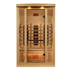 Golden Designs 2-Person Full Spectrum Infrared Sauna with Himalayan Salt Bar – Near Zero EMF, PureTech Heating