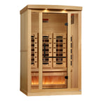 Golden Designs 2-Person Full Spectrum Infrared Sauna with Himalayan Salt Bar – Near Zero EMF, PureTech Heating