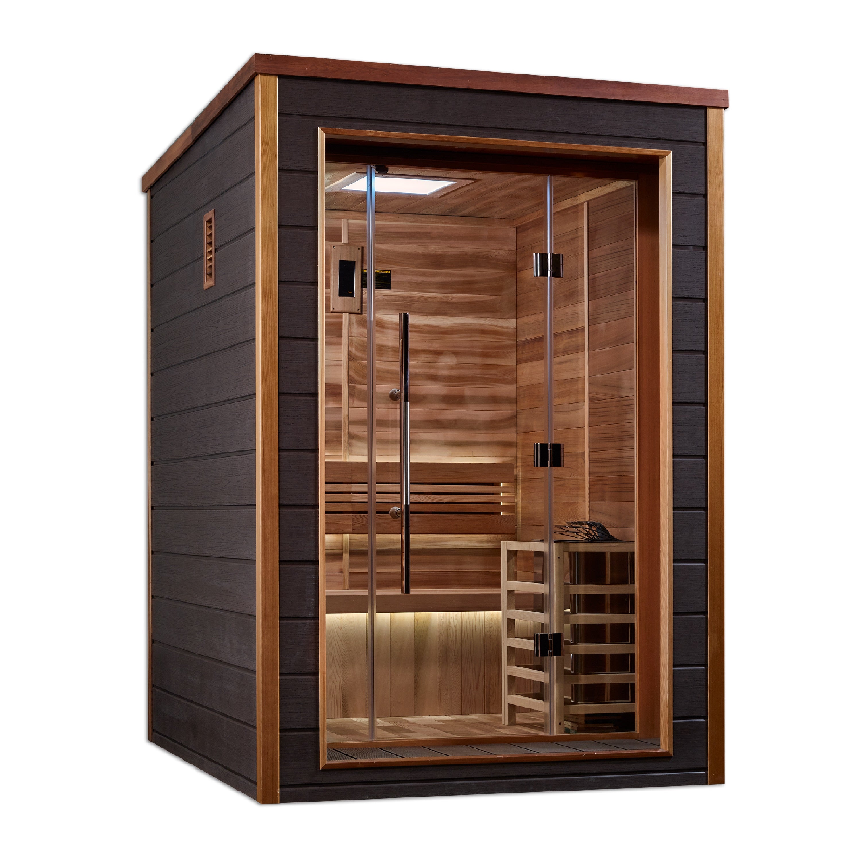 Golden Designs GDI-8202-01 Narvik Outdoor Traditional Sauna – Luxury Outdoor Sauna with Harvia Stove & Modern Scandinavian Design