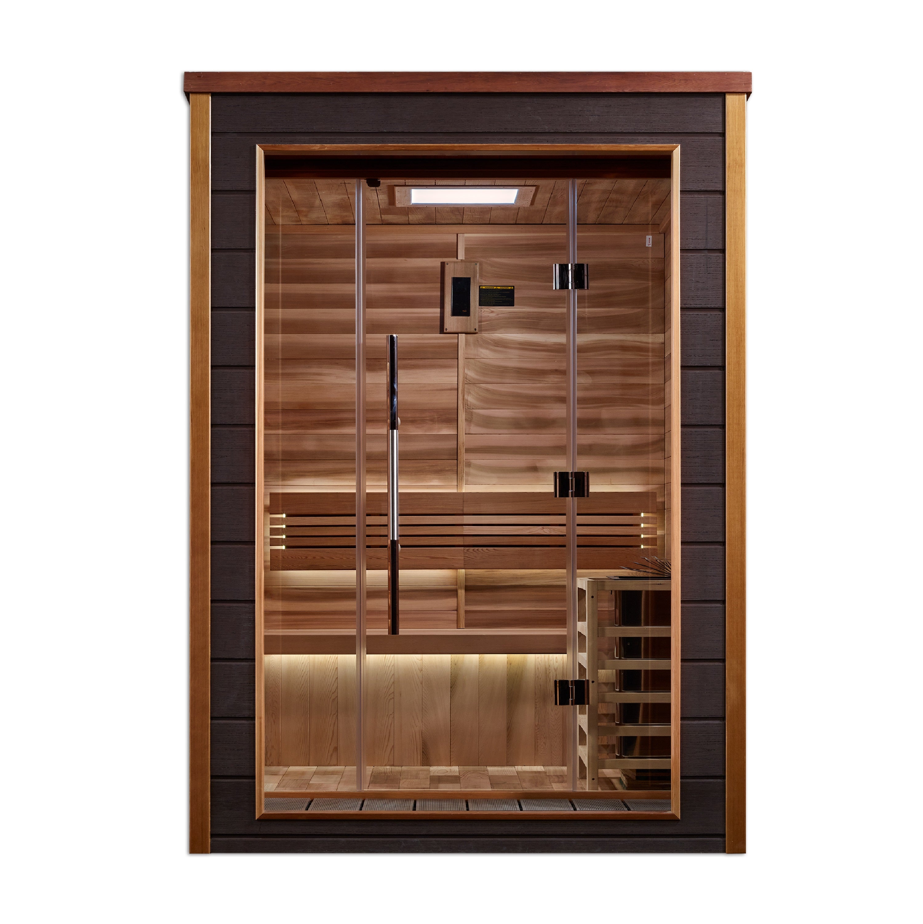 Golden Designs GDI-8202-01 Narvik Outdoor Traditional Sauna – Luxury Outdoor Sauna with Harvia Stove & Modern Scandinavian Design