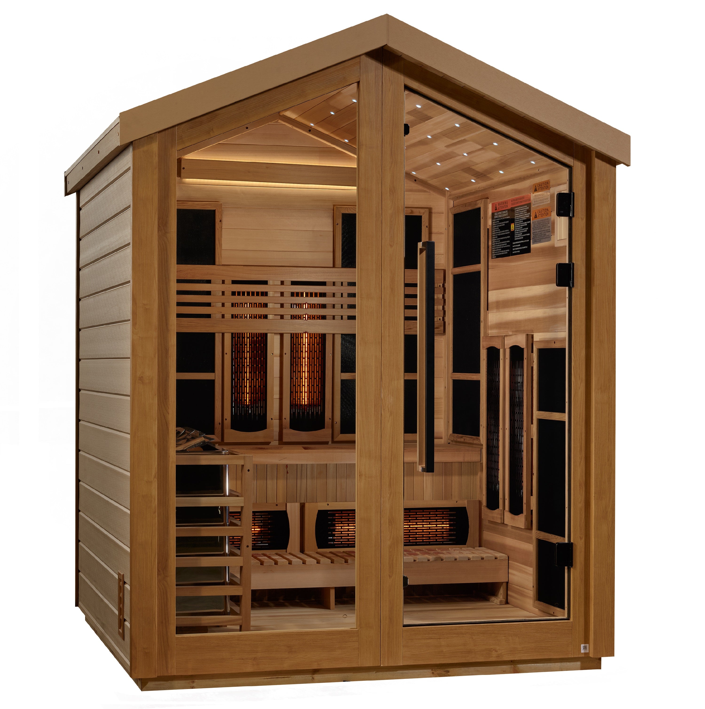 Golden Designs GDI-8523-01 Loviisa Outdoor Hybrid Sauna – Traditional Stove & Full Spectrum Infrared Luxury Wellness Cabin
