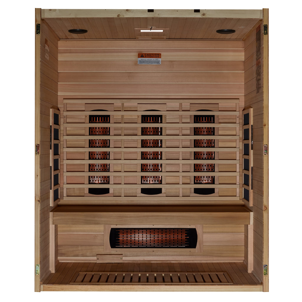 Maxxus S-Line Yoga 3-Person Full Spectrum Near Zero EMF Infrared Sauna – Canadian Hemlock