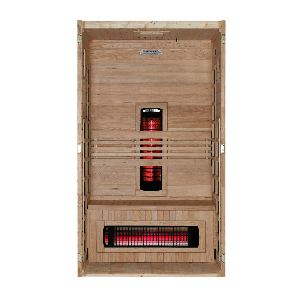 Dynamic Santorini 1–2-Person Full Spectrum Infrared Sauna — interior view