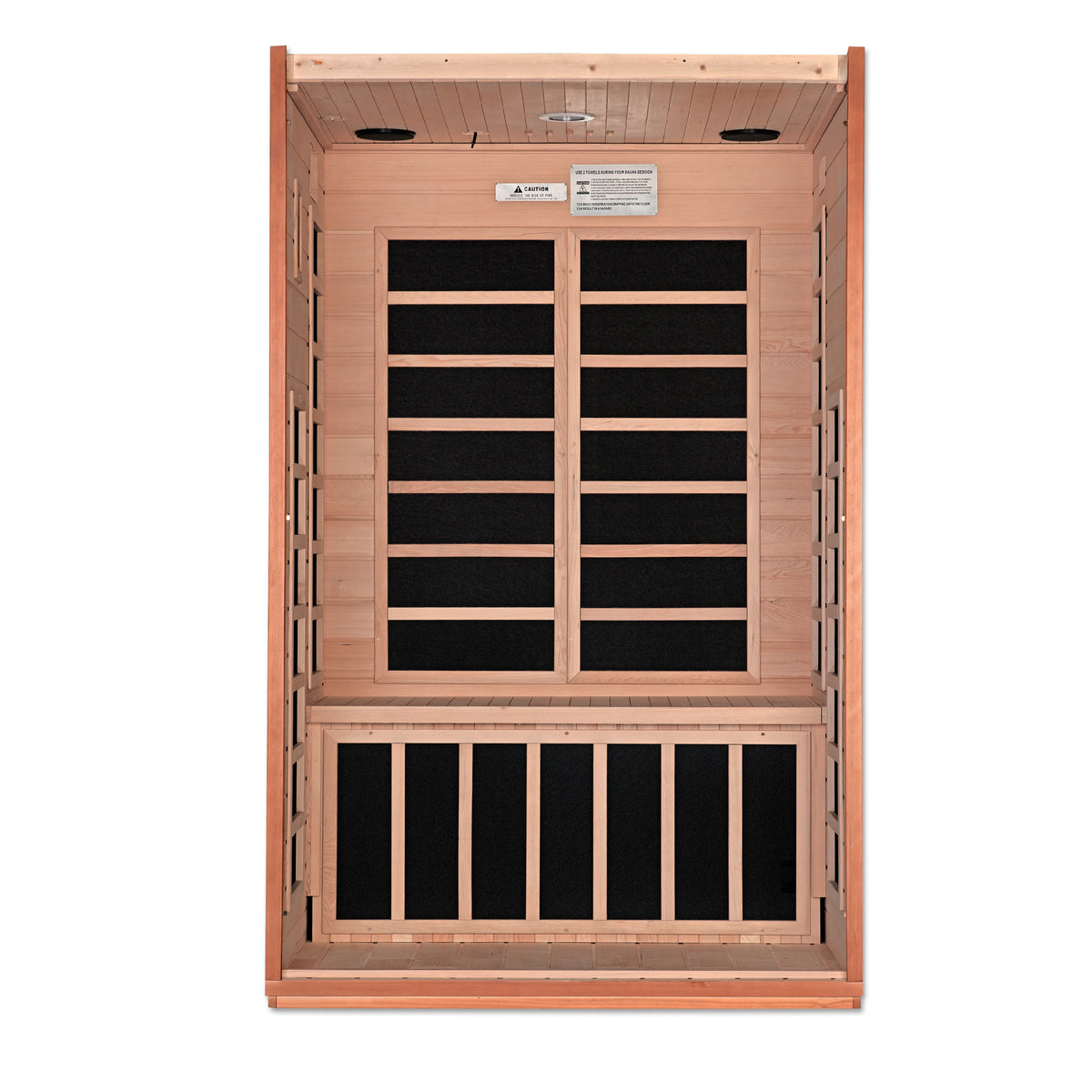 Dynamic Cordoba Elite 2-Person Ultra Low EMF Far Infrared Sauna — bench and carbon heating panels