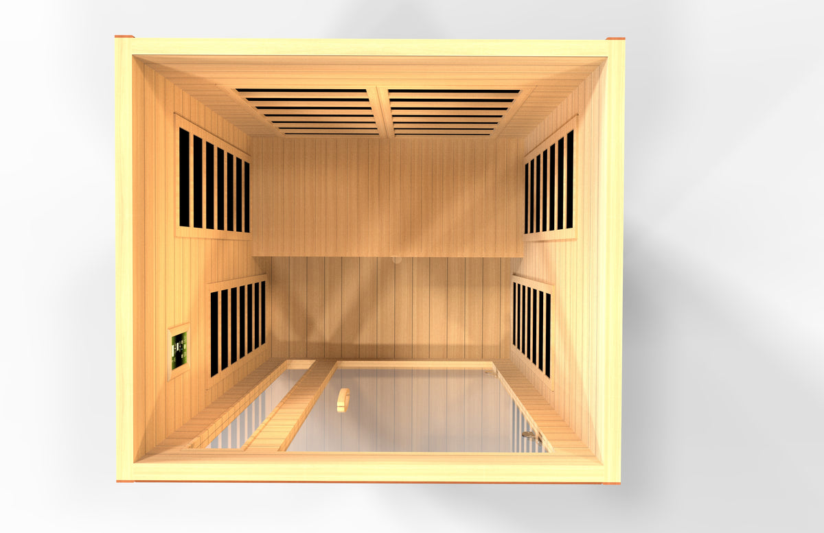 Dynamic Cordoba Elite 2-Person Ultra Low EMF Far Infrared Sauna — interior overhead view