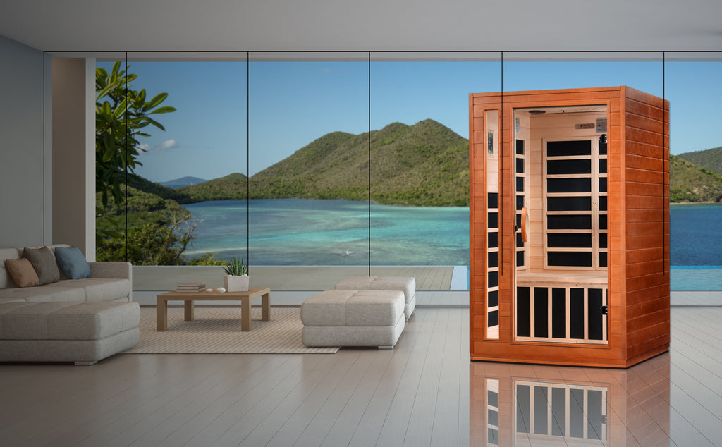 Dynamic Cordoba Elite 2-Person Ultra Low EMF Far Infrared Sauna — supplier room setting