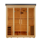 Golden Designs Vorarlberg 5-Person Outdoor Traditional Sauna — Flat Roof — front view