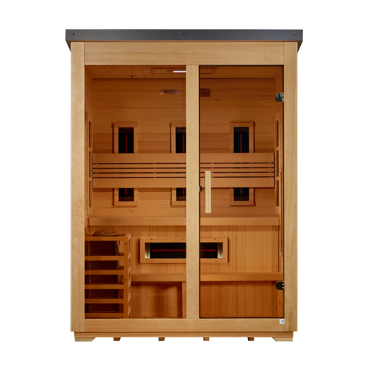 Golden Designs Carinthia 3-Person Outdoor Hybrid Sauna — Flat Roof — front view