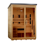 Golden Designs Carinthia 3-Person Outdoor Hybrid Sauna — Flat Roof — left view