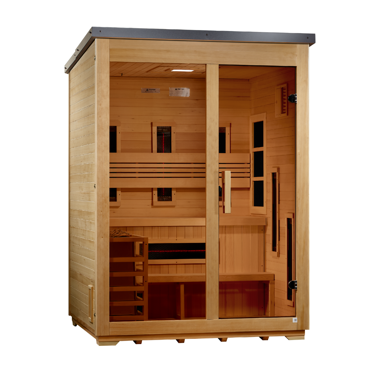 Golden Designs Carinthia 3-Person Outdoor Hybrid Sauna — Flat Roof — left view