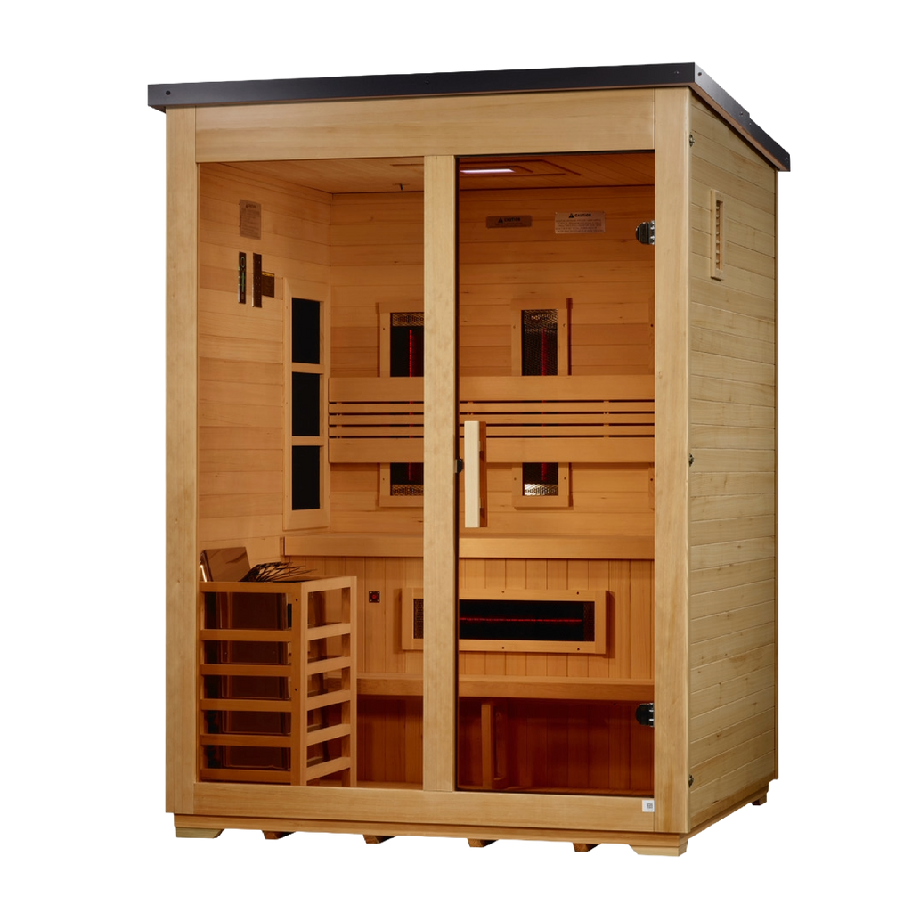 Golden Designs Carinthia 3-Person Outdoor Hybrid Sauna — Flat Roof — right view