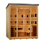 Golden Designs Gargellen 5-Person Outdoor Hybrid Sauna — Flat Roof — left view