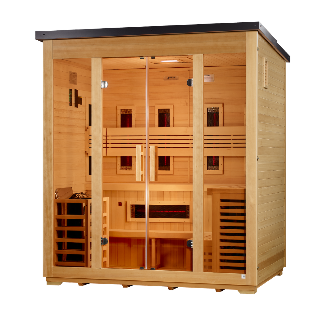 Golden Designs Gargellen 5-Person Outdoor Hybrid Sauna — Flat Roof — right view