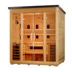 Golden Designs Gargellen 5-Person Outdoor Hybrid Sauna — Flat Roof — right view