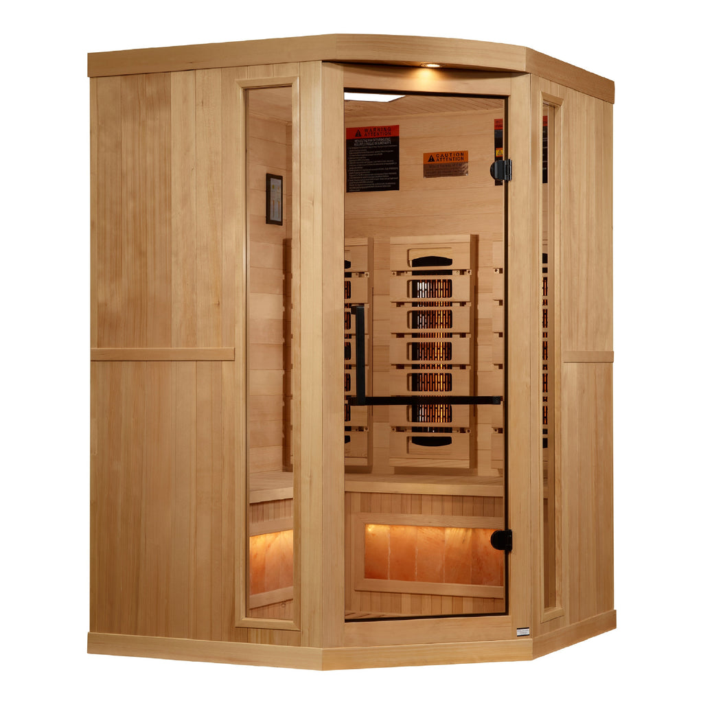 Golden Designs 3-Person Corner Full Spectrum Sauna with Himalayan Salt Bars — product view 1