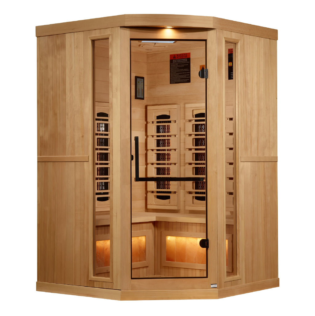 Golden Designs 3-Person Corner Full Spectrum Sauna with Himalayan Salt Bars — product view 2
