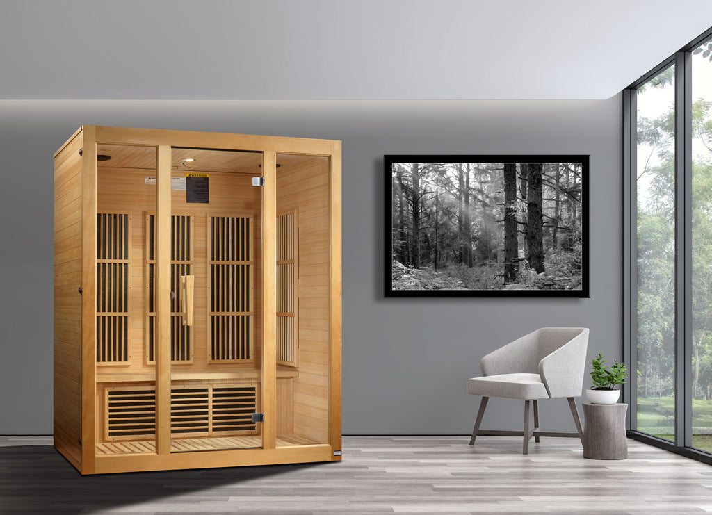 Maxxus Bellevue 3-Person Low EMF Far Infrared Sauna — supplier room setting