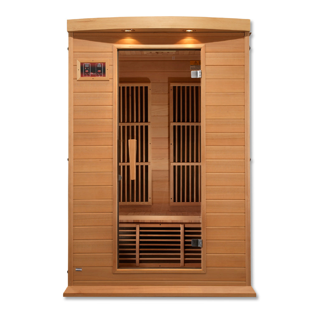 Maxxus 2-Person Low EMF Far Infrared Sauna — Canadian Hemlock — front view