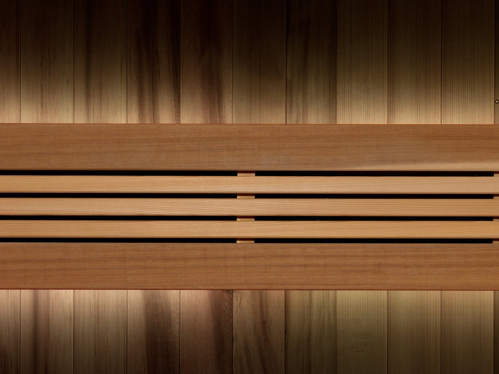 Sauna interior lighting colors and red-light setting