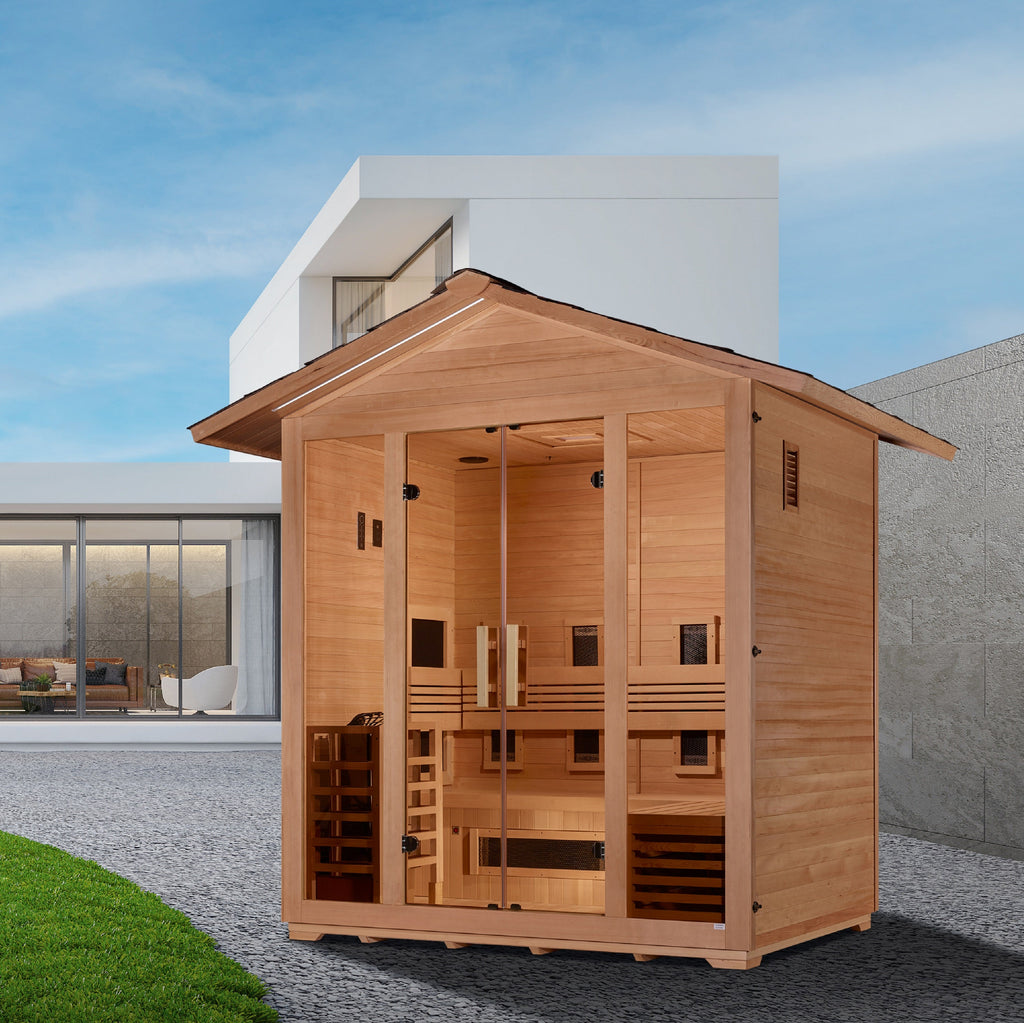 Golden Designs Gargellen 5-Person Hybrid Outdoor Sauna — Pitched Roof — additional manufacturer view