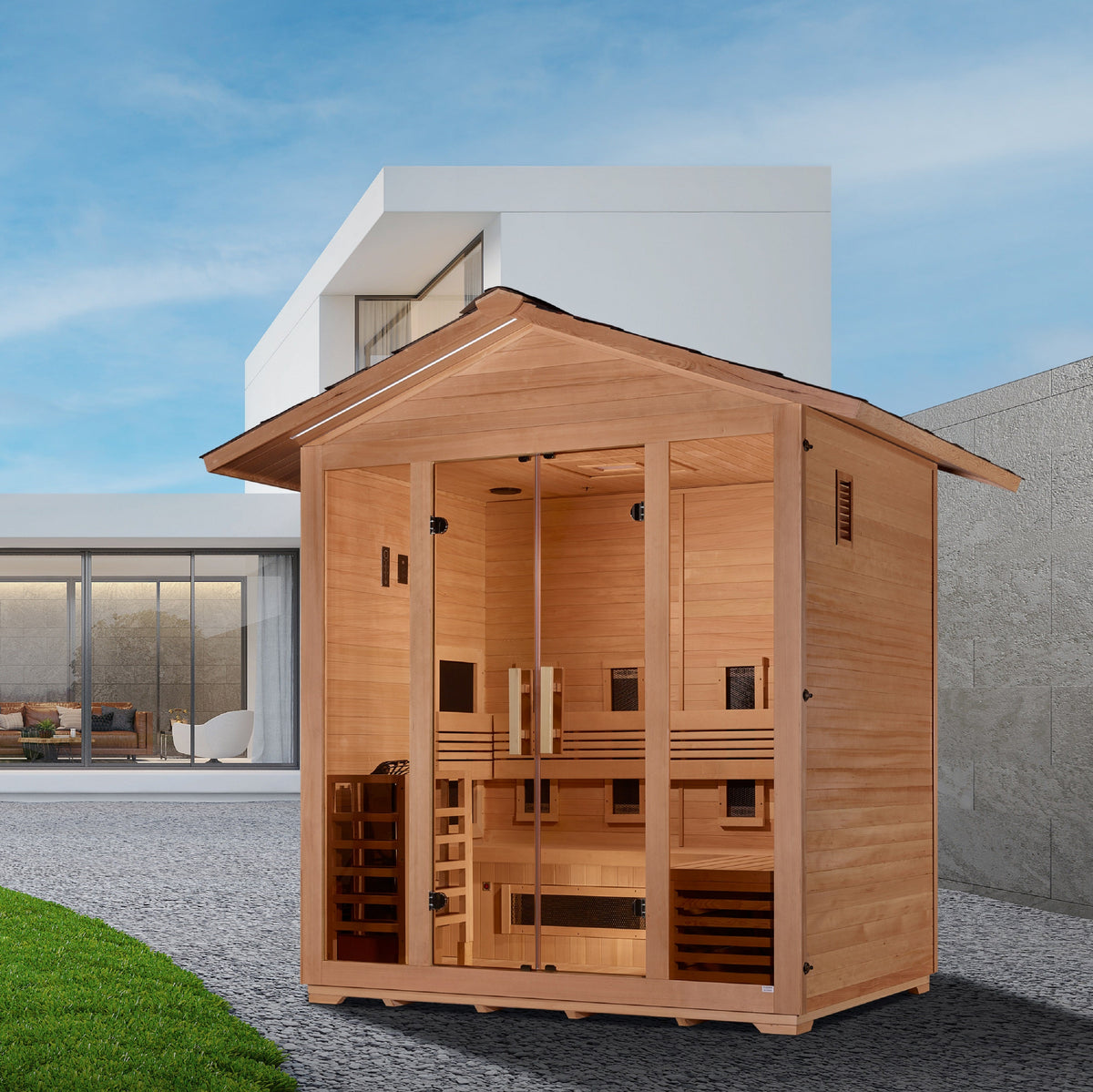 Golden Designs Gargellen 5-Person Hybrid Outdoor Sauna — Pitched Roof — additional manufacturer view