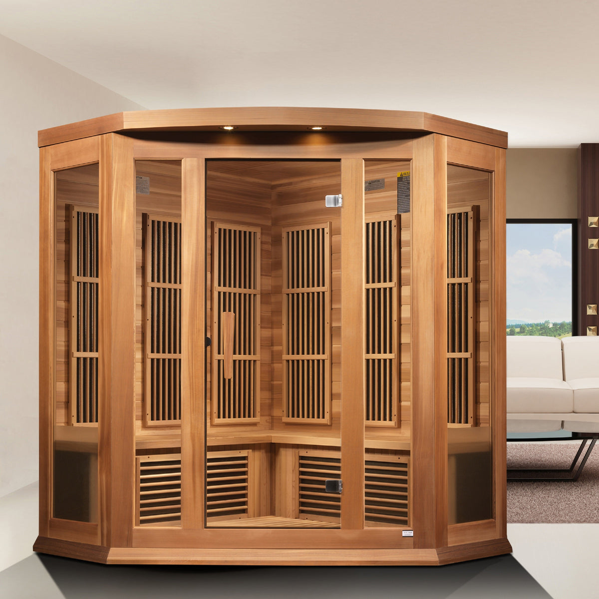 Maxxus Corner 3-Person Low EMF Far Infrared Sauna — Red Cedar — additional manufacturer view