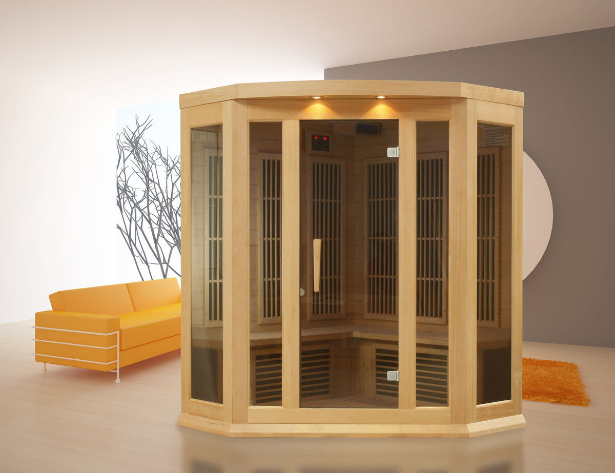 Maxxus 3-Person Corner Low EMF Far Infrared Sauna — Canadian Hemlock — additional manufacturer view