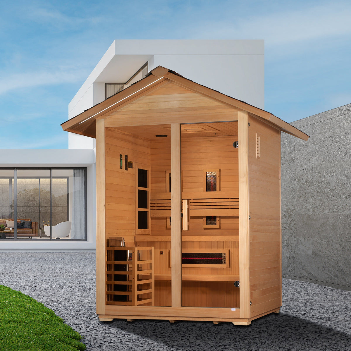 Golden Designs Carinthia 3-Person Hybrid Outdoor Sauna — Pitched Roof — additional manufacturer view