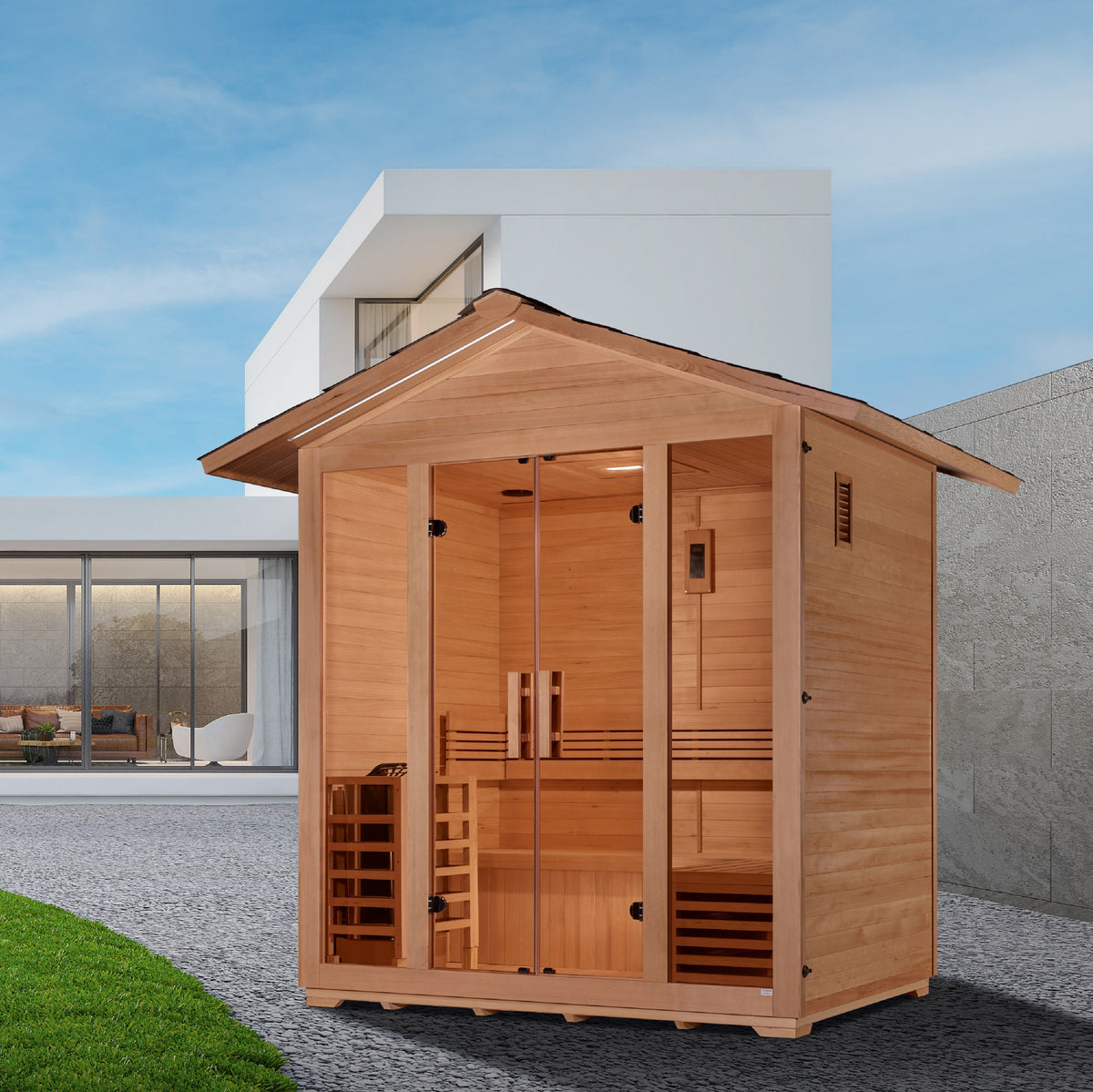 Golden Designs Vorarlberg 5-Person Traditional Outdoor Sauna — Pitched Roof — additional manufacturer view