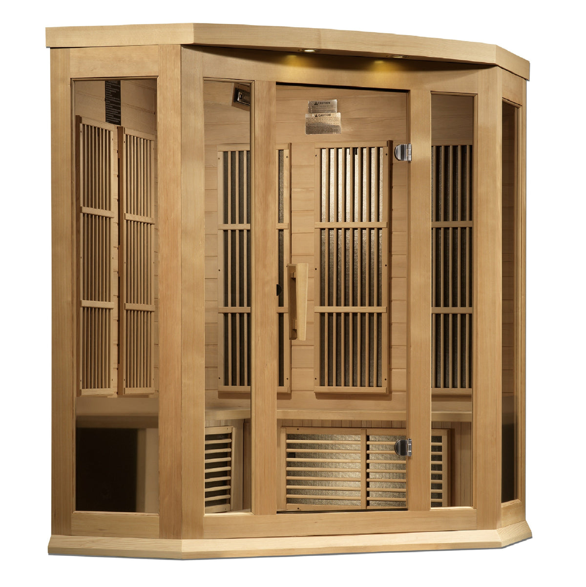 Maxxus 3-Person Corner Near Zero EMF Infrared Sauna — Hemlock — product view