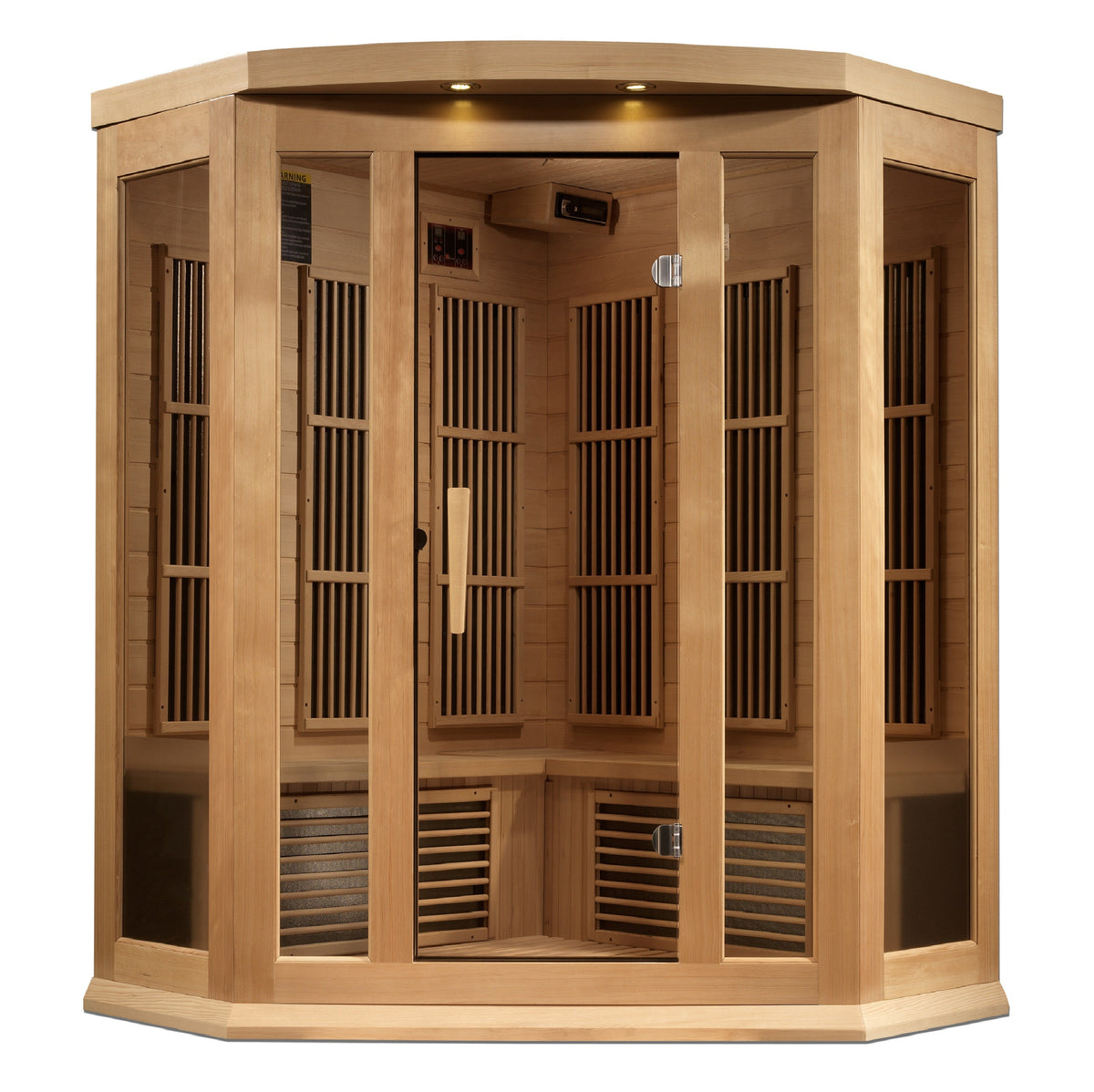 Maxxus 3-Person Corner Near Zero EMF Infrared Sauna — Hemlock — additional view 2