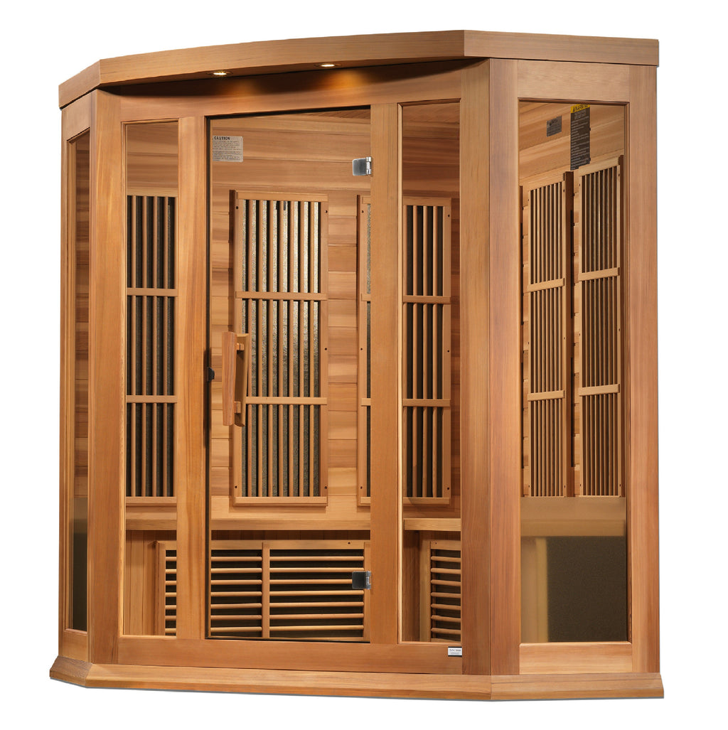 Maxxus Avignon 3-Person Corner Near Zero EMF Infrared Sauna — Red Cedar — additional view 2