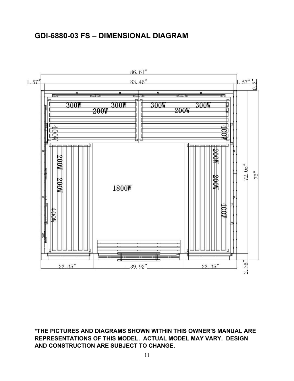 Golden Designs Catalonia 8-Person Full Spectrum Infrared Sauna — manufacturer manual diagram
