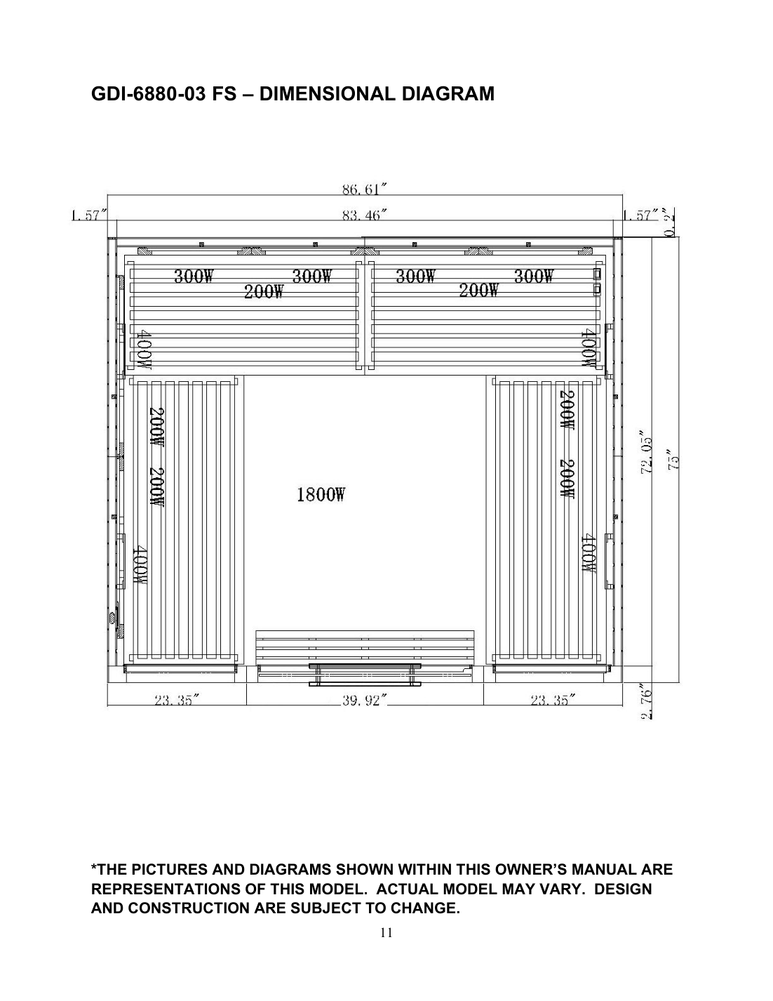 Golden Designs Catalonia 8-Person Full Spectrum Infrared Sauna — manufacturer manual diagram