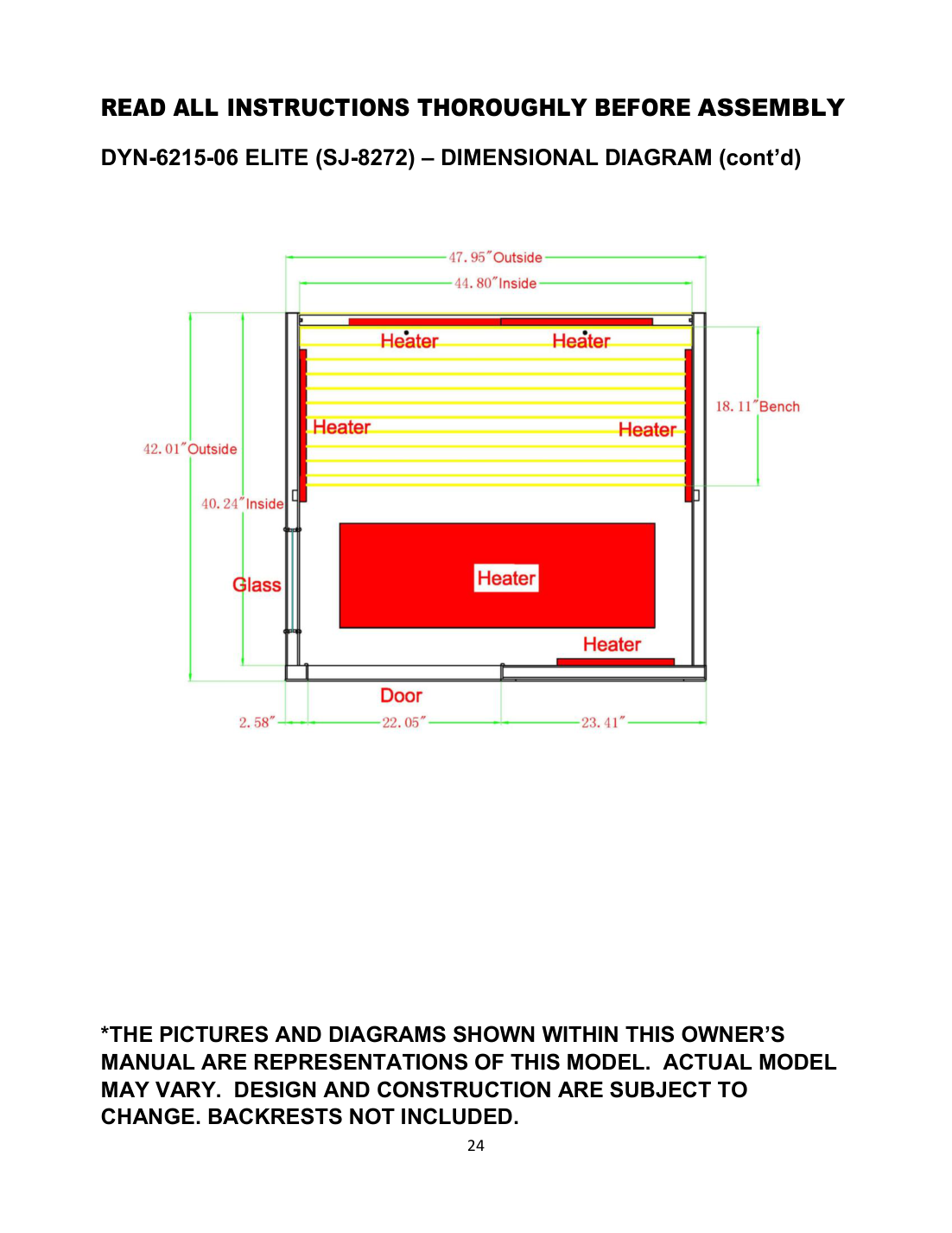 Dynamic Lucca Elite 2-Person Ultra Low EMF Infrared Sauna — Black — manufacturer manual diagram