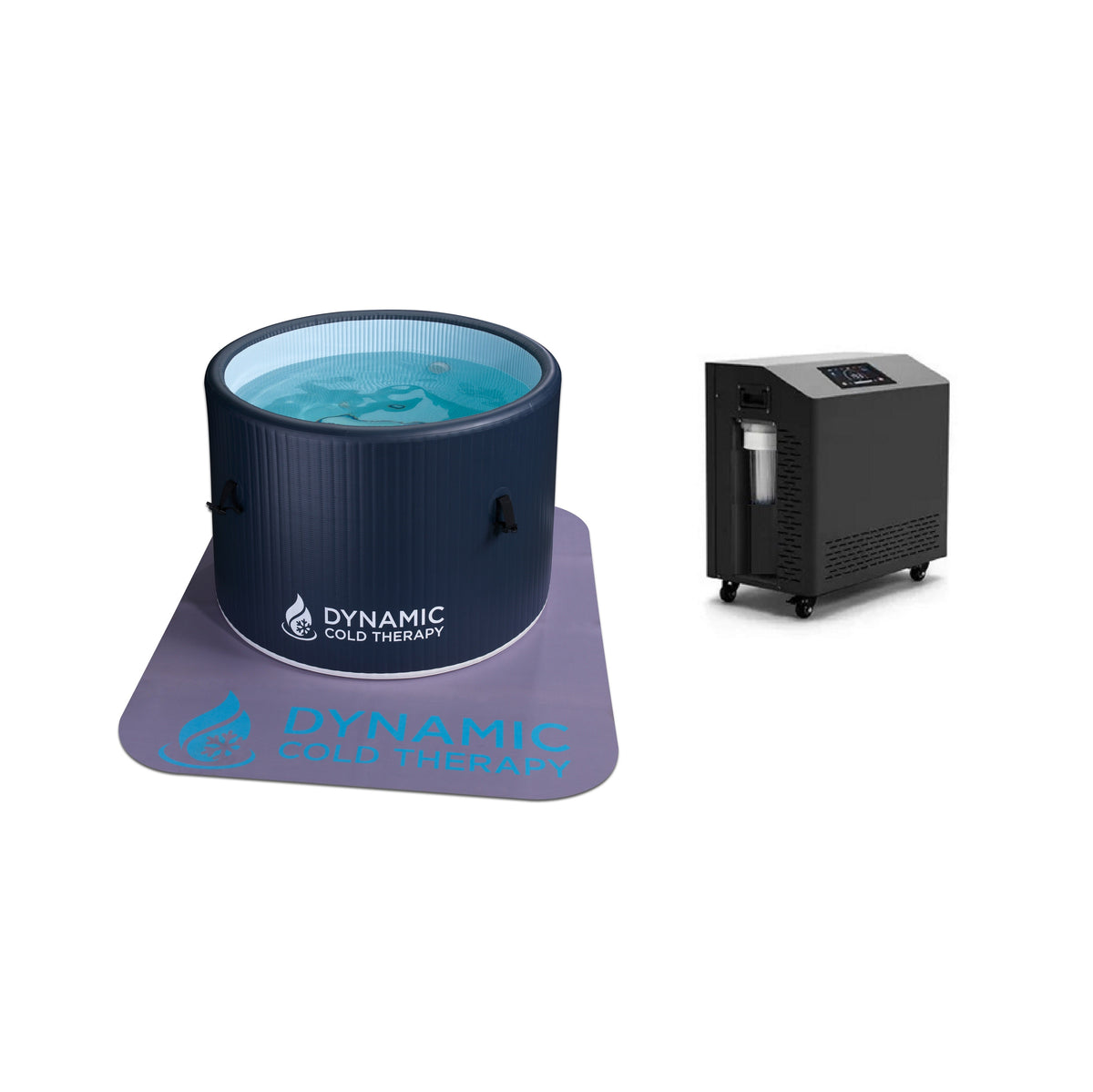 Dynamic Cold Therapy 40-Inch Inflatable Round Cold Plunge — Tub Only — Tub with optional chiller shown; chiller sold separately