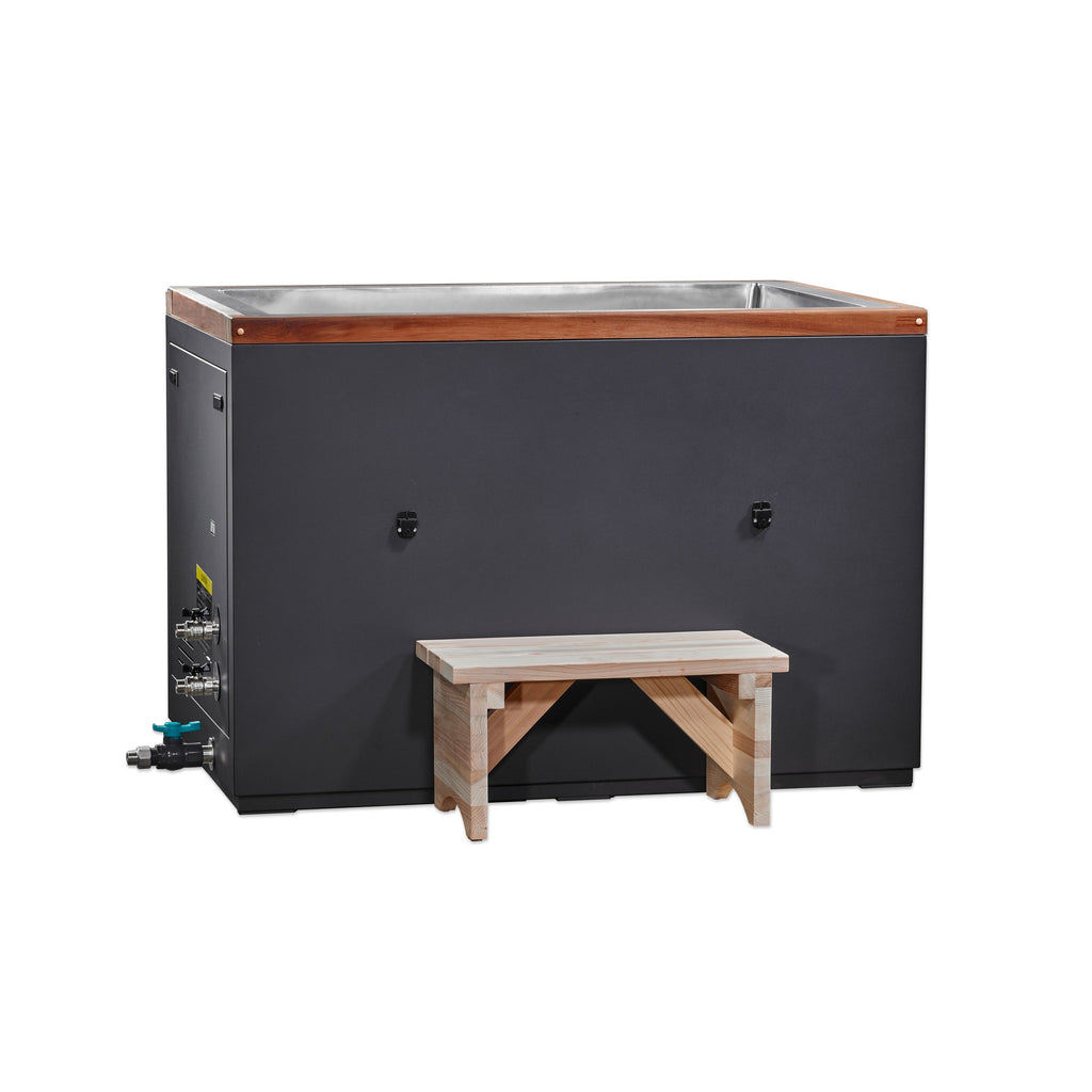 Dynamic Cold Therapy CUBOID 50-Inch Stainless Steel Cold Plunge — Tub Only — Tub with included cedar step