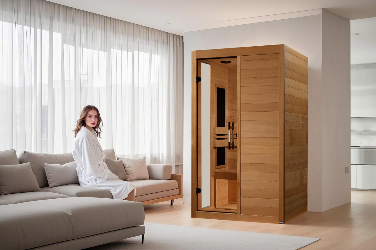 Dynamic Lucca Elite 2-Person Ultra Low EMF Infrared Sauna — Sauna in a living space