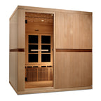 Golden Designs Catalonia 8-Person Near Zero EMF Infrared Sauna — Front angled view