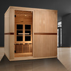 Golden Designs Catalonia 8-Person Near Zero EMF Infrared Sauna — Room setting
