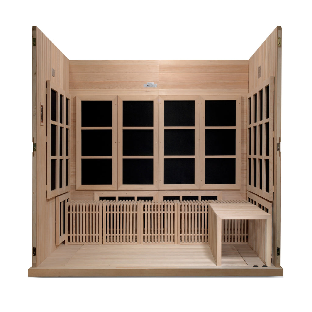 Golden Designs Catalonia 8-Person Near Zero EMF Infrared Sauna — Interior seating